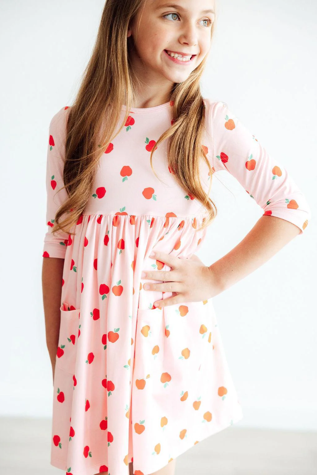 Mila & Rose An Apple a Day 3/4 Pocket Twirl Dress