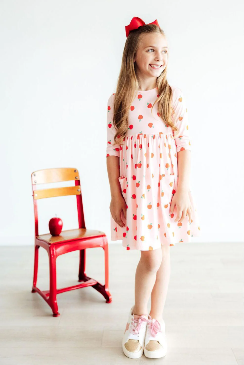 Mila & Rose An Apple a Day 3/4 Pocket Twirl Dress