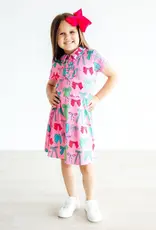 Mila & Rose Pink Twirls & Ties S/S Polo Dress