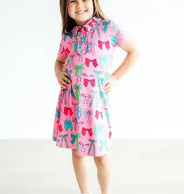 Mila & Rose Pink Twirls & Ties S/S Polo Dress