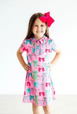 Mila & Rose Pink Twirls & Ties S/S Polo Dress