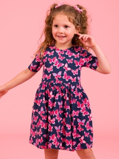 RuffleButts + RuggedButts Short Sleeve Knit Twirl Dress