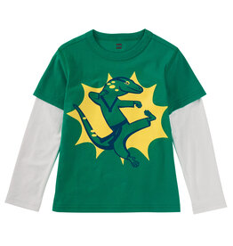 Tea Collection Taekwondo Lizard Layered Tee Viridian