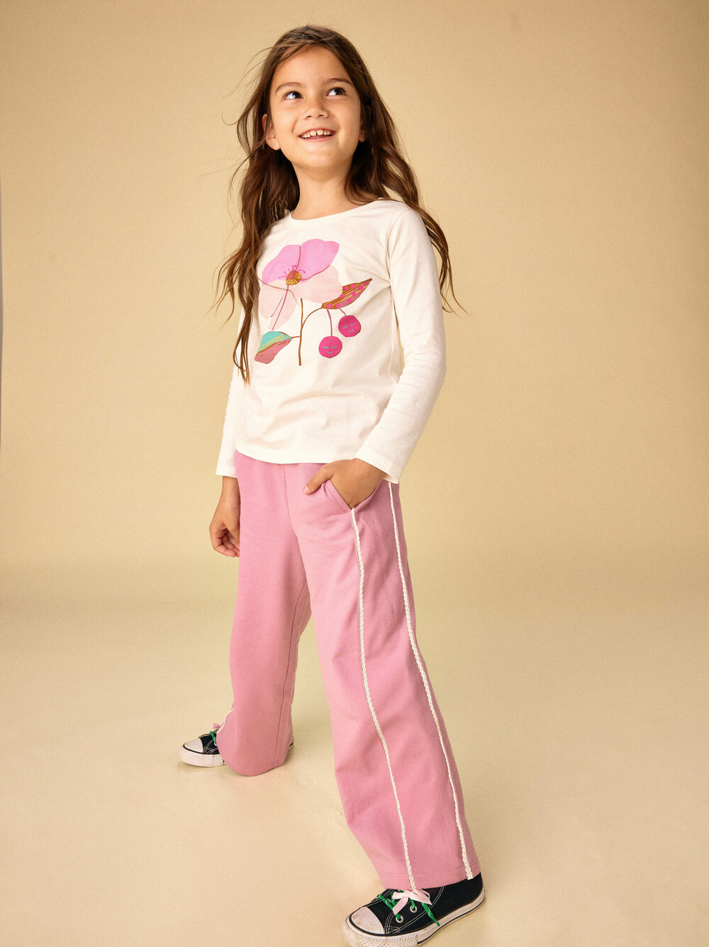 Tea Collection Cherry Blossom Graphic Tee Chalk