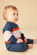 Tea Collection Colorblock Rugby Baby Romper Naval Blue