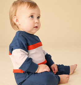 Tea Collection Colorblock Rugby Baby Romper Naval Blue