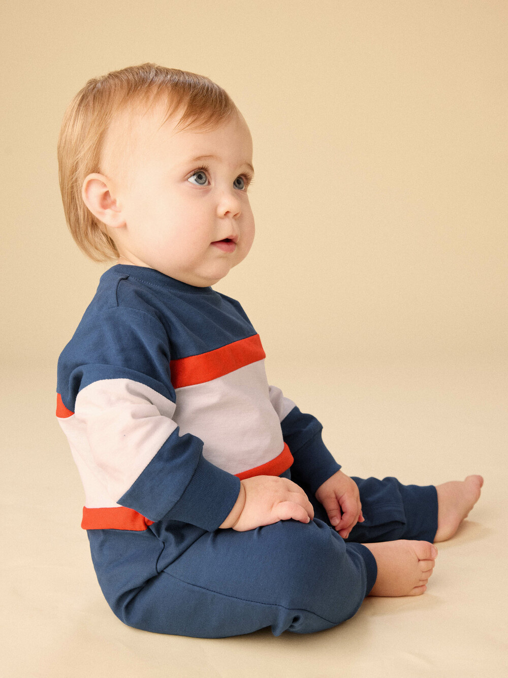 Tea Collection Colorblock Rugby Baby Romper Naval Blue