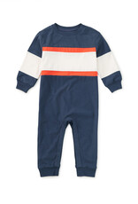 Tea Collection Colorblock Rugby Baby Romper Naval Blue