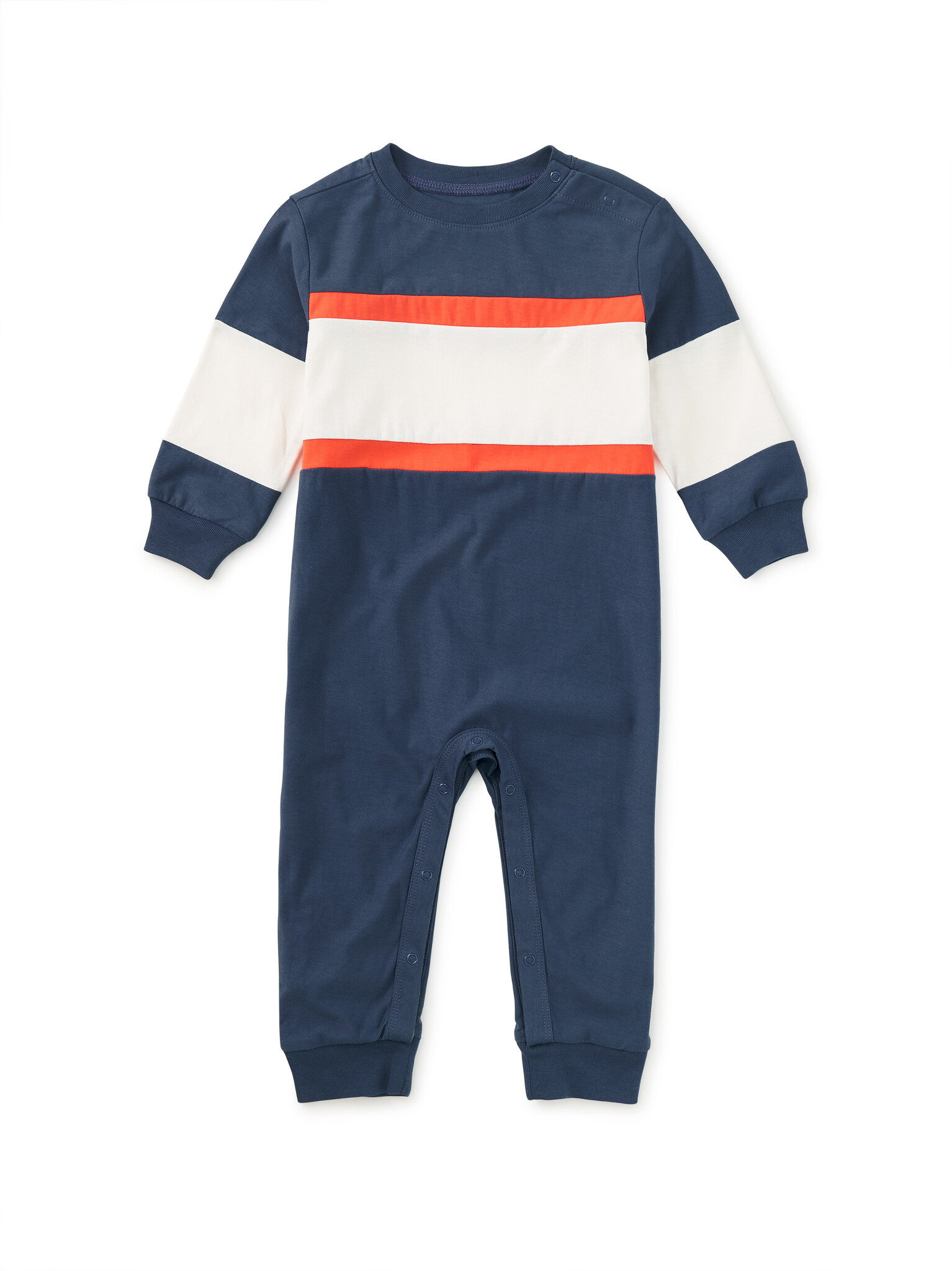 Tea Collection Colorblock Rugby Baby Romper Naval Blue