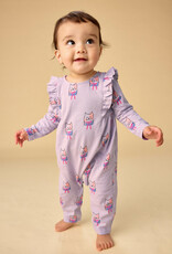 Tea Collection Ruffle Shoulder Baby Romper Bow Tie Cats