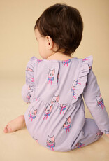 Tea Collection Ruffle Shoulder Baby Romper Bow Tie Cats