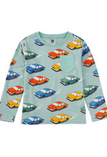 Tea Collection Long Sleeve Printed Pocket Tee Vintage Cars