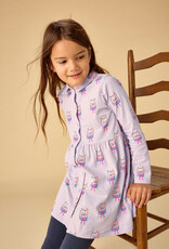 Tea Collection Collared Long Sleeve Shirtdress Bow Tie Cats