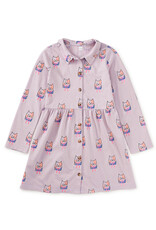 Tea Collection Collared Long Sleeve Shirtdress Bow Tie Cats