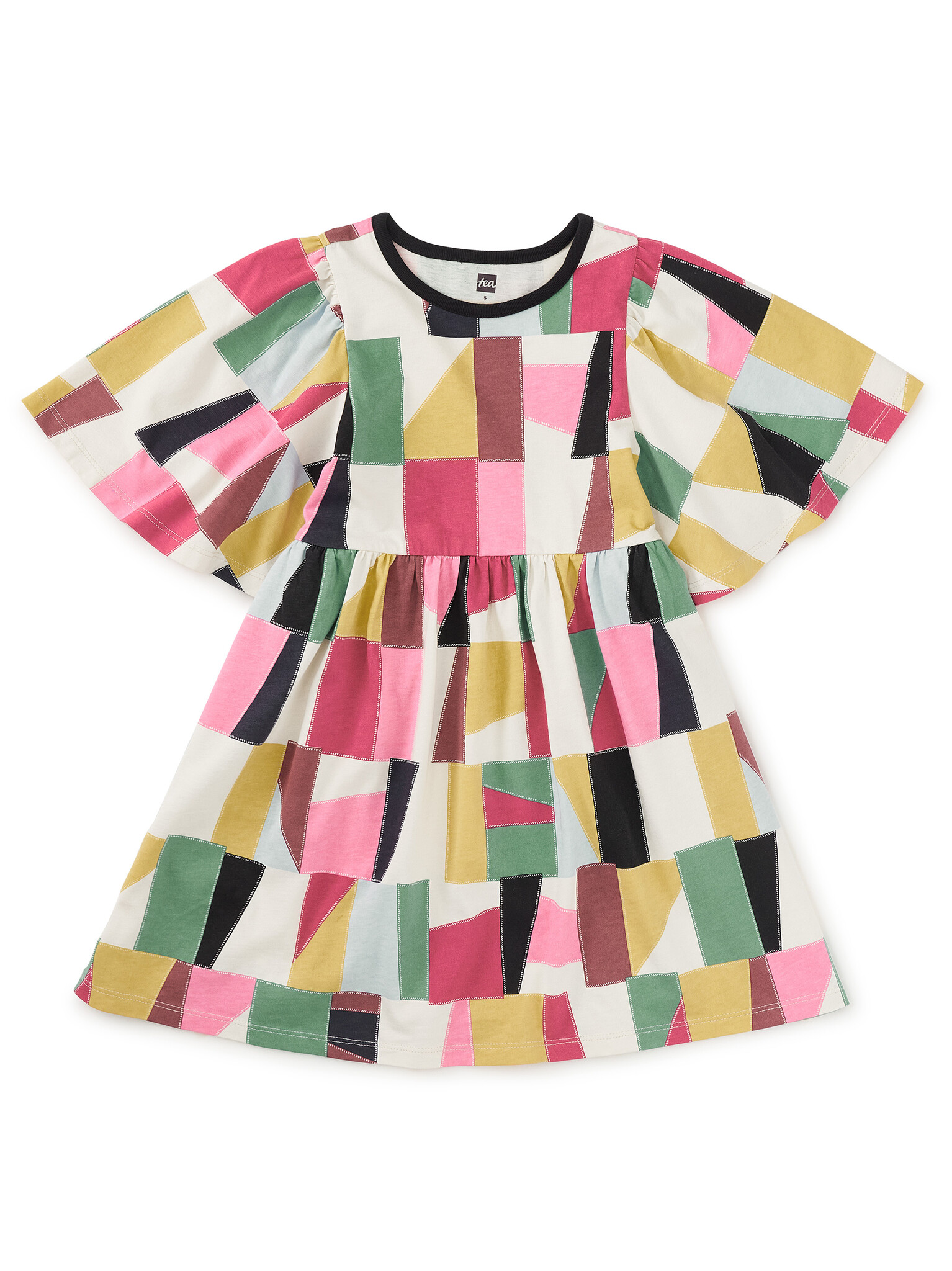 Tea Collection Butterfly Sleeve Dress Pojagi Patchwork