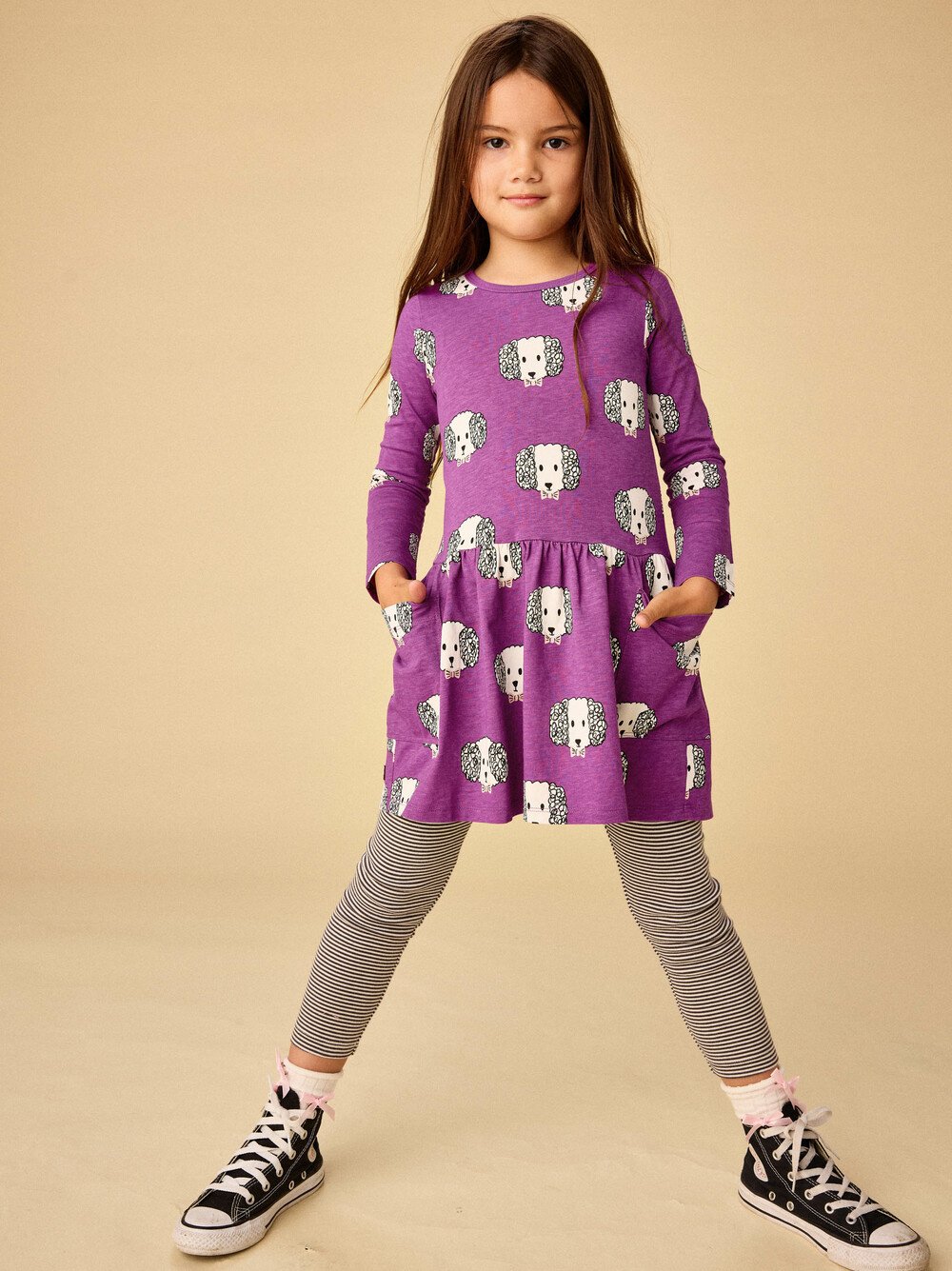 Tea Collection Long Sleeve Pocket Dress Maltipoo