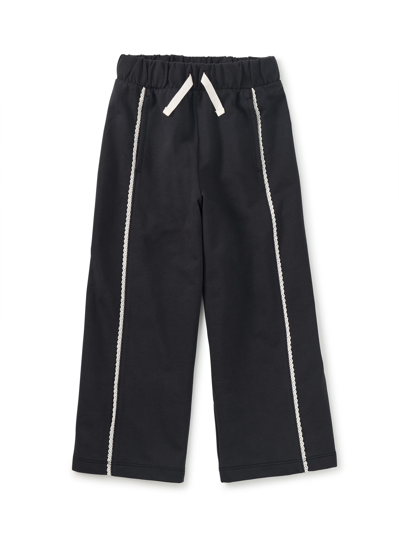 Tea Collection Lace Trim Track Pants Jet Black