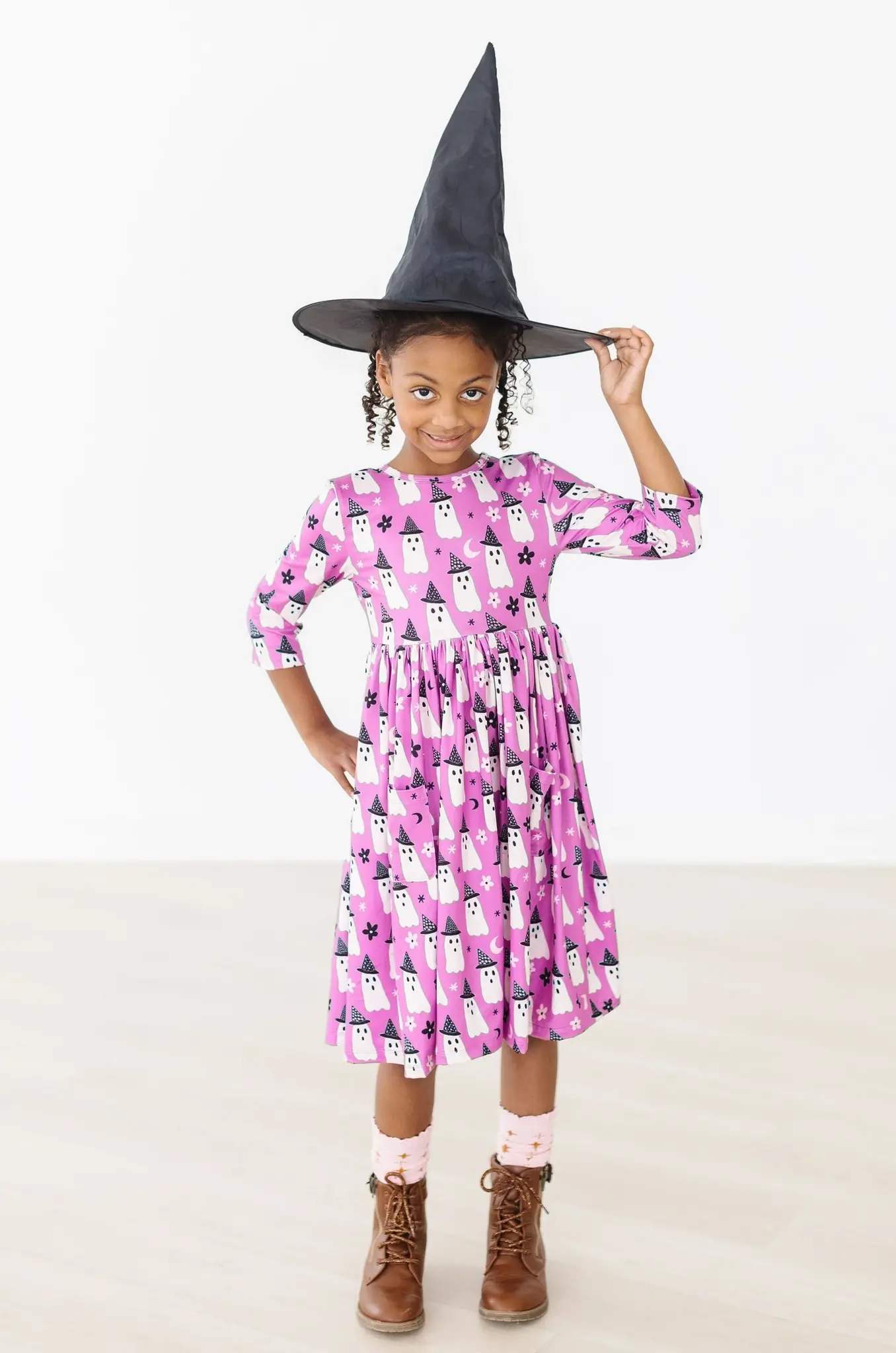 Mila & Rose Witches Boo 3/4 Sleeve Pocket Twirl Dress