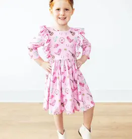 Mila & Rose Boot Scootin' 3/4 Sleeve Ruffle Twirl Dress