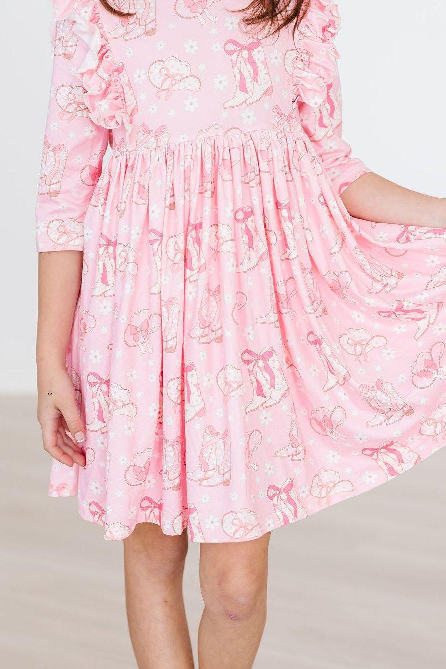 Mila & Rose Howdy 3/4 Sleeve Ruffle Twirl Dress