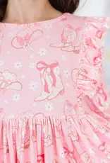 Mila & Rose Howdy 3/4 Sleeve Ruffle Twirl Dress