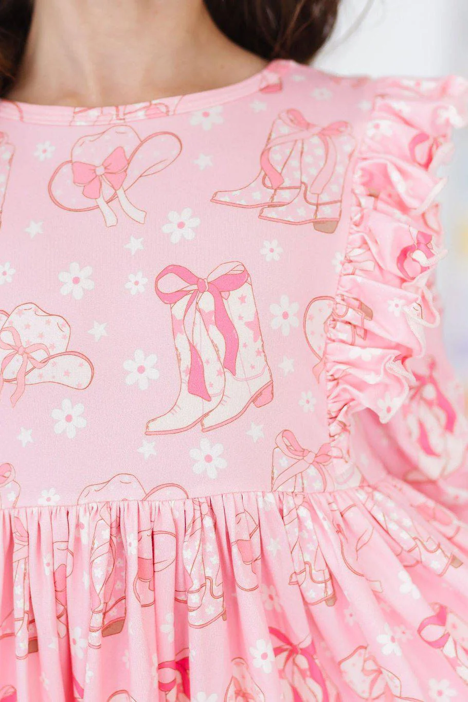 Mila & Rose Howdy 3/4 Sleeve Ruffle Twirl Dress