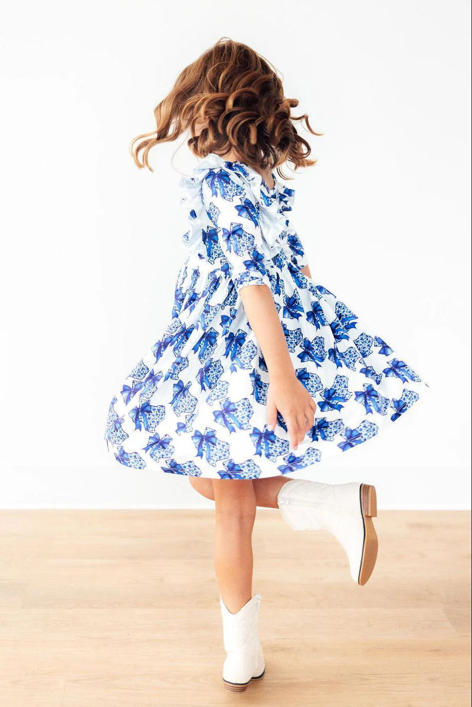 Mila & Rose Lone Star 3/4 Sleeve Ruffle Twirl Dress