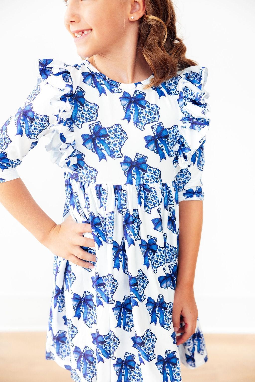 Mila & Rose Lone Star 3/4 Sleeve Ruffle Twirl Dress