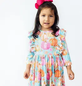 Mila & Rose Preppy Pumpkins 3/4 Sleeve Ruffle Twirl Dress