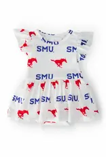 Mila & Rose SMU White Mustang Flutter Twirl Bodysuit