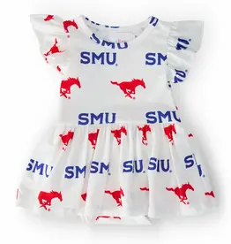 Mila & Rose SMU White Mustang Flutter Twirl Bodysuit