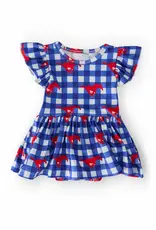 Mila & Rose SMU Plaid Mustang Flutter Twirl Bodysuit