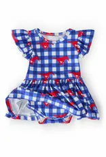 Mila & Rose SMU Plaid Mustang Flutter Twirl Bodysuit
