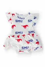 Mila & Rose SMU White Mustang Flutter Twirl Bodysuit