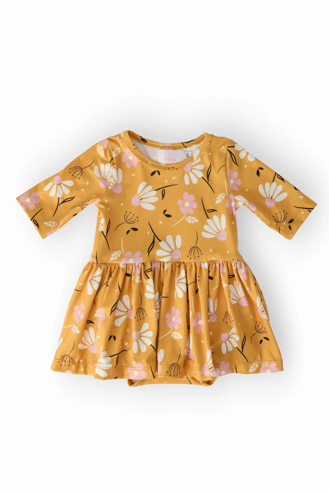 Mila & Rose Dandelions in Fall 3/4 Sleeve Twirl Bodysuit