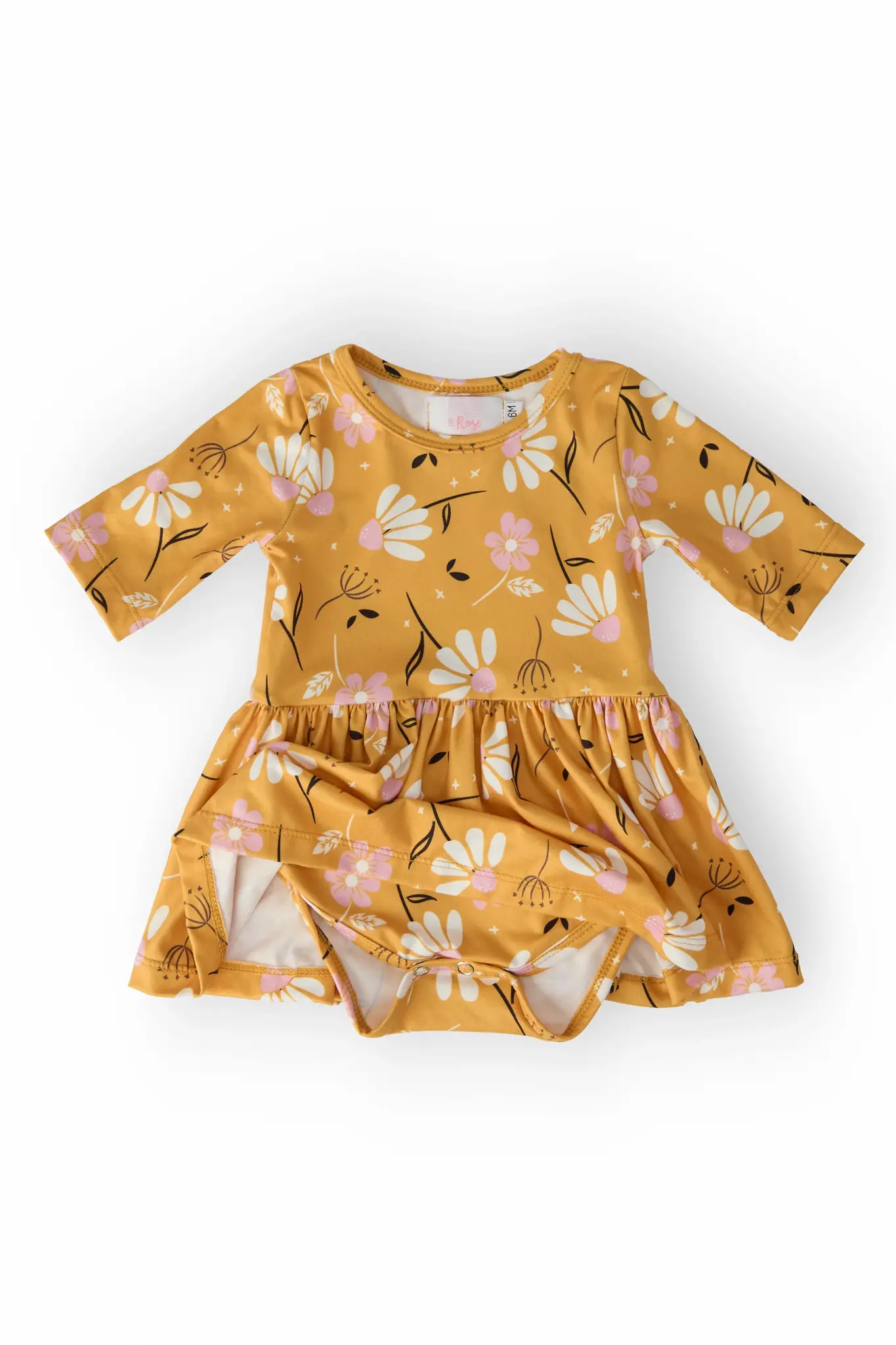 Mila & Rose Dandelions in Fall 3/4 Sleeve Twirl Bodysuit