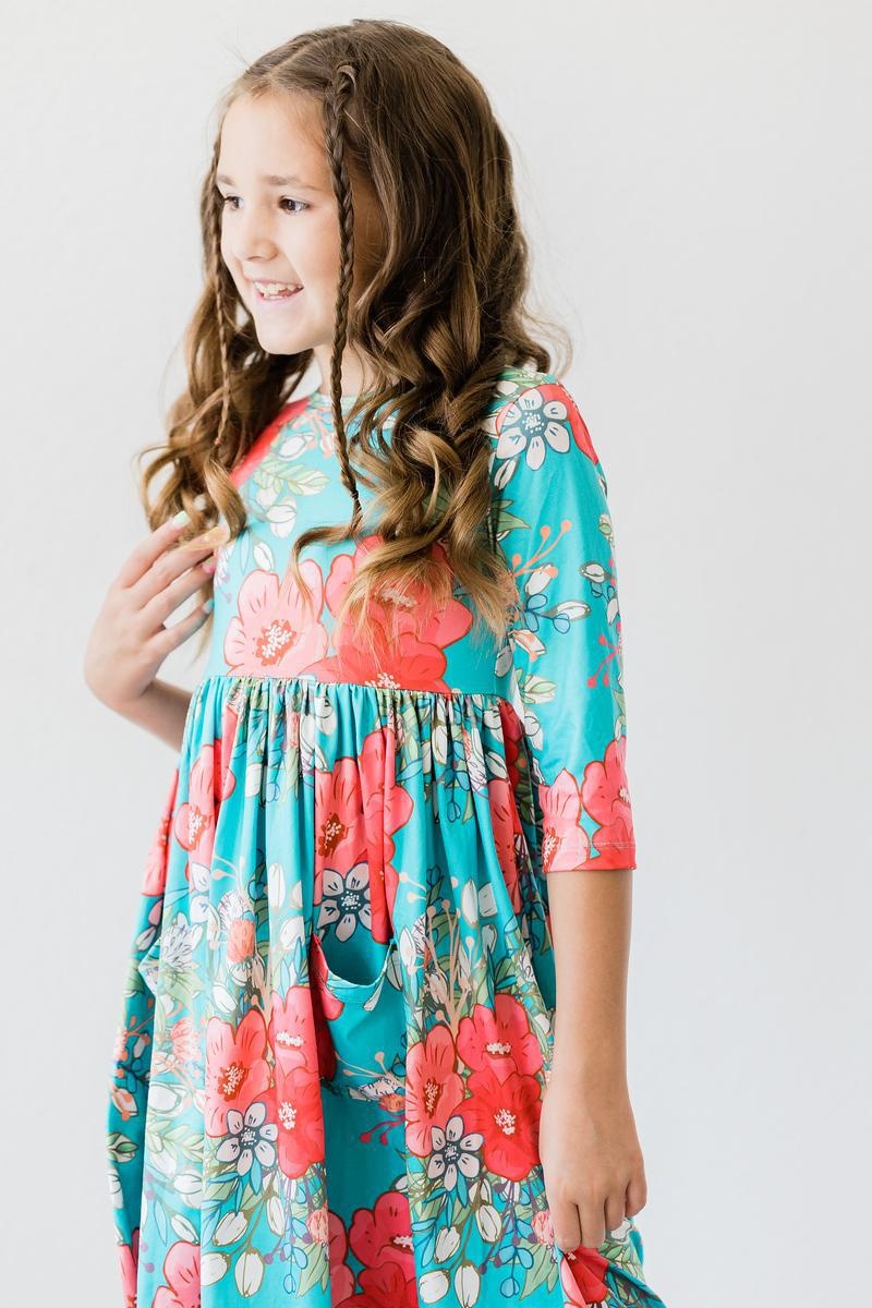 Mila & Rose After the Rain 3/4 Sleeve Pocket Twirl Dress