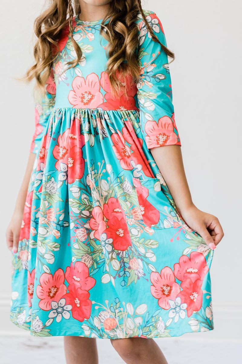 Mila & Rose After the Rain 3/4 Sleeve Pocket Twirl Dress