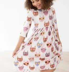 Mila & Rose Cattitude 3/4 Sleeve Pocket Twirl Dress