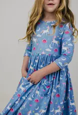 Mila & Rose Blue Moon 3/4 Sleeve Pocket Twirl Dress