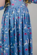 Mila & Rose Blue Moon 3/4 Sleeve Pocket Twirl Dress