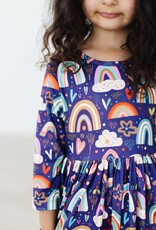 Mila & Rose Midnight Rainbow 3/4 Sleeve Pocket Twirl Dress
