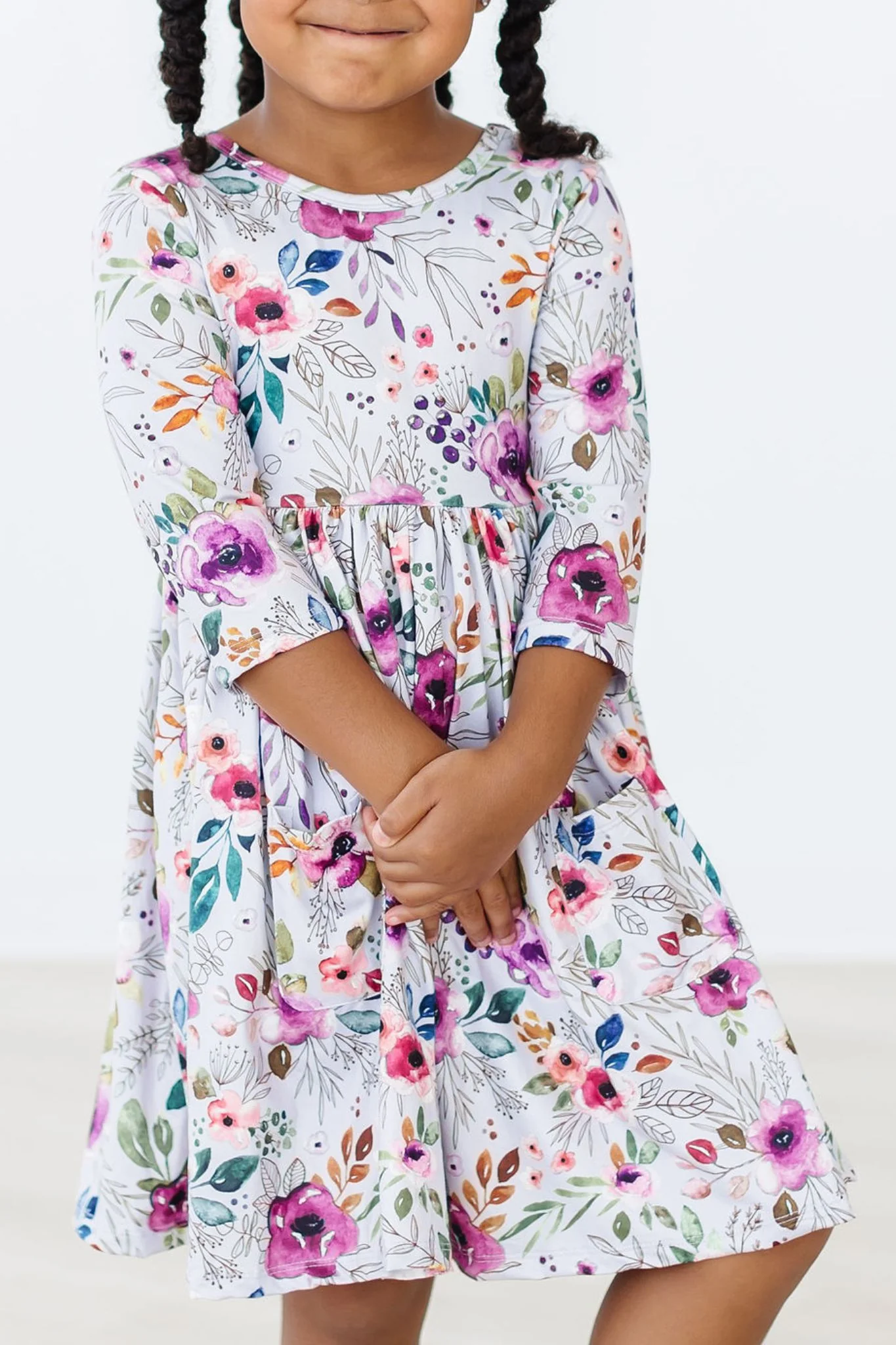 Mila & Rose Midnight Rain 3/4 Sleeve Pocket Twirl Dress