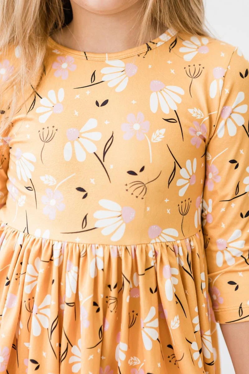Mila & Rose Dandelions in Fall 3/4 Sleeve Pocket Twirl Dress