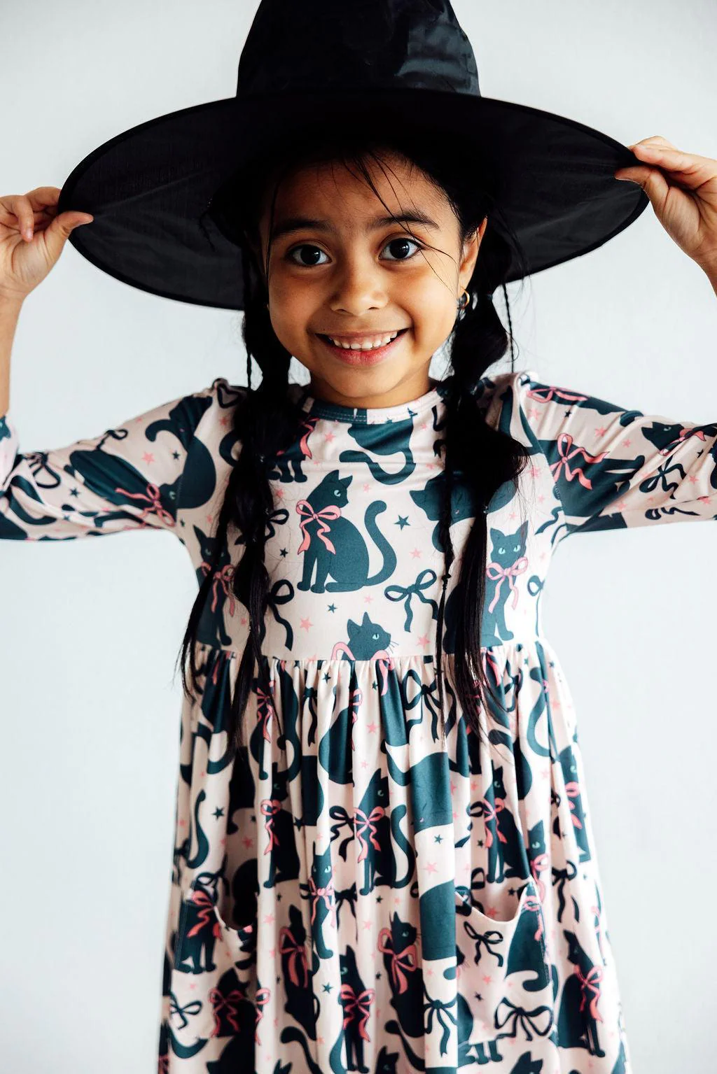 Mila & Rose Hocus Purr-cus 3/4 Sleeve Pocket Twirl Dress