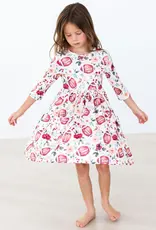 Mila & Rose Footballs & Flowers 3/4 Sleeve Pocket Twirl Dress