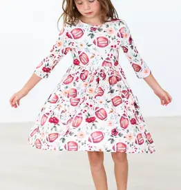 Mila & Rose Footballs & Flowers 3/4 Sleeve Pocket Twirl Dress