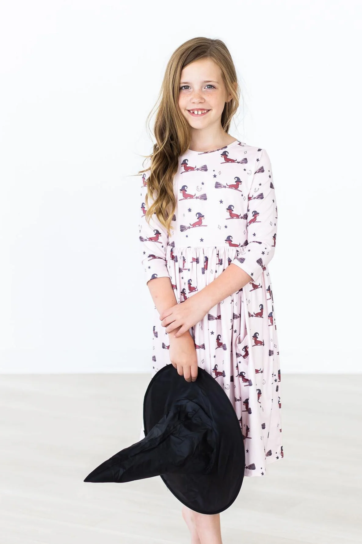 Mila & Rose Happy Howl-oween 3/4 Sleeve Pocket Twirl Dress