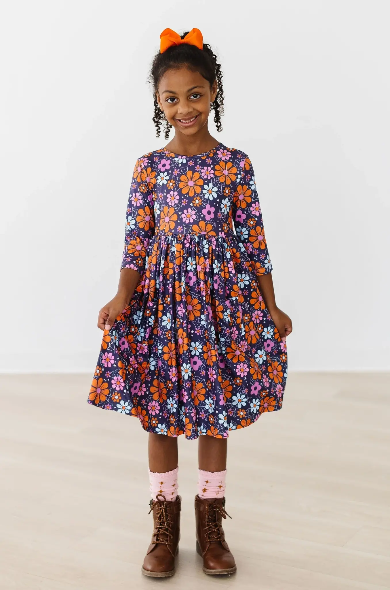 Mila & Rose Haunted Garden 3/4 Sleeve Pocket Twirl Dress