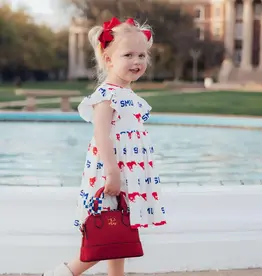 Mila & Rose SMU White Mustang Flutter Twirl Dress